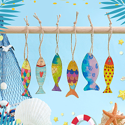 36 шт. 6 стиля необработанных деревянных подвесных украшений&nbsp;WOOD-PH0003-82