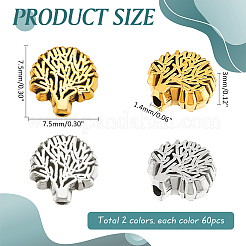 120 шт. 2-х цветные бусины из цинкового сплава в тибетском стиле FIND-PH0021-42