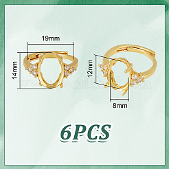 6 шт. стойка покрытие овальная латунь микропаве кубический цирконий регулируемые кольца компоненты KK-UN0003-38