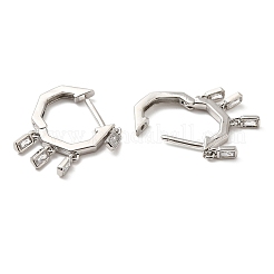 Прямоугольные серьги-кольца с кубическим цирконием EJEW-Z019-03A-P