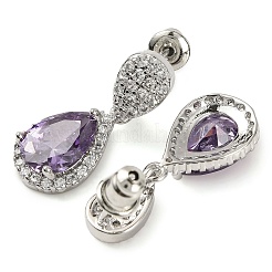 Серьги-гвоздики из латуни с микропаве и кубическим цирконием EJEW-I304-18P-01