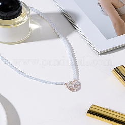 1 шт. ожерелье-чокер с подвеской в виде цветка камелии из сплава и пластикового жемчуга на День святого Валентина&nbsp;NJEW-LP0004-28