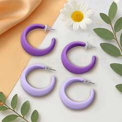 6 пара двухцветных акриловых сережек-гвоздиков в форме буквы С&nbsp;EJEW-GO0002-24