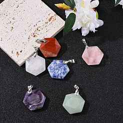 6шт 6 стиля подвески из натуральных смешанных драгоценных камней G-SZ0001-36