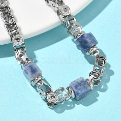 Браслеты-цепочки из натуральной голубой пятнистой яшмы для женщин&nbsp;BJEW-Z148-06P-05