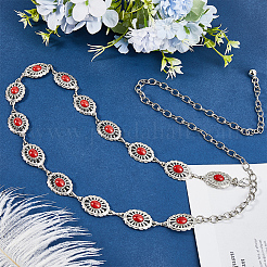 1 шт сплав с имитацией смолы бирюзового цвета овальные звенья цепи ремни AJEW-CY0001-79A