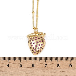 Латунные микропаве камелия кубический цирконий фрукты кулон ожерелья для женщин NJEW-U042-02A-G