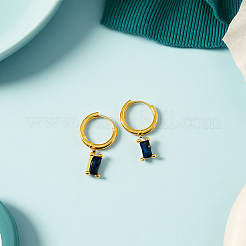 3 пара двухцветных серег-колец с микропаве из латуни и кубическими цирконами&nbsp;EJEW-GO0003-21