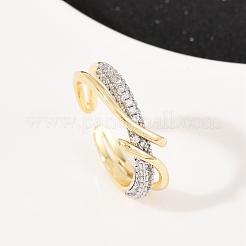 Регулируемые манжеты-кольца из латуни с микропаве из кубического циркония для женщин RJEW-C140-13G