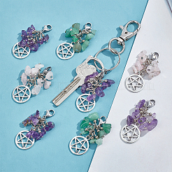 18 шт. 3 подвески из натуральных смешанных драгоценных камней HJEW-FH0001-09