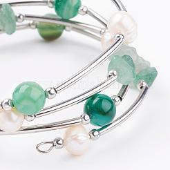 Природных драгоценных камней обертывание браслеты BJEW-JB03355