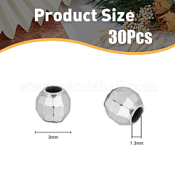 40 шт. граненые круглые бусины из стерлингового серебра STER-DC0001-35