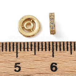 Плоские круглые латунные микропаве прозрачные кубические циркониевые бусины KK-R224-13G-02