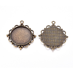 Тибетском стиле сеттинги сплав цинка кулон кабошон&nbsp;LS-X-TIBEP-M003-16AB-NR