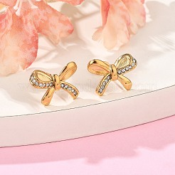 Серьги-гвоздики из нержавеющей стали 304 с микропаве из прозрачных кубических цирконий&nbsp;EJEW-I318-01G-03