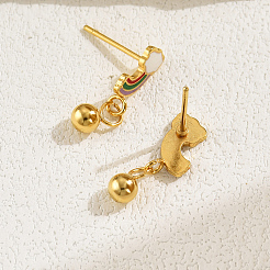 Модные классические универсальные радужные серьги-гвоздики с круглыми 201-дюймовыми серьгами из нержавеющей стали NE2607