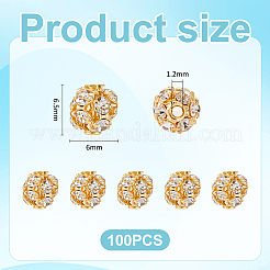 100шт латунные бусины со стразами&nbsp;KK-UN0005-13G