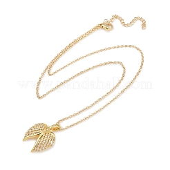 Латунные микропаве прозрачные кубические цирконии ожерелья с подвесками в виде крыльев ангела&nbsp;LS-NJEW-Z088-02G