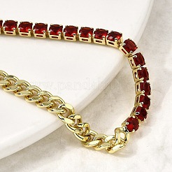 Латунные браслеты с квадратными звеньями из микрофибры с кубическим цирконием BJEW-L460-005G-05