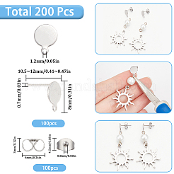 100 шт. плоская круглая фурнитура для сережек-гвоздиков из нержавеющей стали 304 STAS-SC0008-60