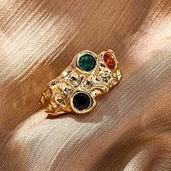 Манжеты из латуни с микро паве кубический цирконий для женщин RJEW-F191-01G-02