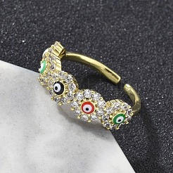 Манжеты из латуни с микро паве кубический цирконий для женщин&nbsp;RJEW-D322-08G