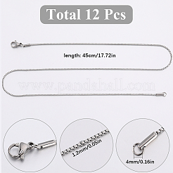 12 шт. набор из цепочек-коробок из нержавеющей стали 304 NJEW-SC0001-21