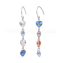 Гальванических стеклянные болтающийся серьги EJEW-JE03089-M