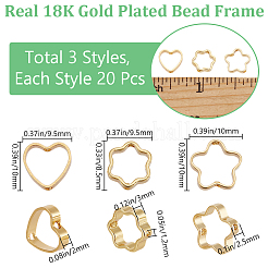 60 шт. 3 стиля стойки с покрытием из сплава рамы для бусин&nbsp;KK-BBC0016-24