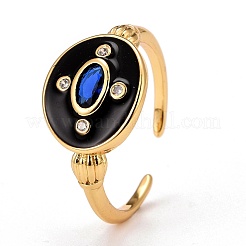 Кольцо-манжета из латуни с кубическим цирконием из 18-каратной позолоты RJEW-C014-02