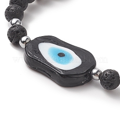 Эластичный браслет из бисера и лэмпворка из натуральной лавы и лэмпворка для женщин&nbsp;BJEW-JB09258