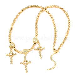 Женское ожерелье-нагрудник из латуни с микропаве из прозрачных кубических цирконий в виде креста.&nbsp;NJEW-F364-04G