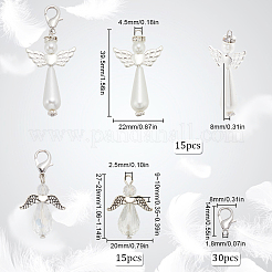 60 шт. 3 стиля гальванического стекла с акриловым искусственным жемчугом с подвесками из сплава FIND-SC0010-07