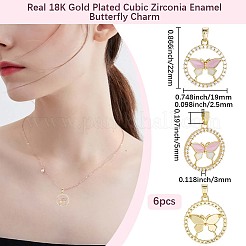 6 шт. латунные подвески с эмалью из микрофибры и кубического циркония KK-BBC0020-66