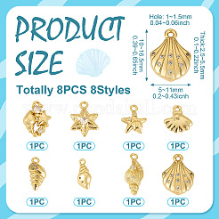 8 шт. 8 стиля подвески из латуни с микропаве из кубического циркония на тему океана&nbsp;KK-TA0003-32