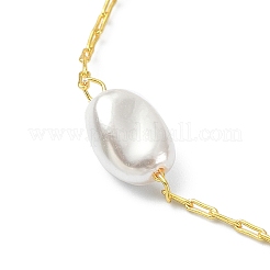 Ccb пластиковый браслет с жемчужными бусинами и цепочками со скрепками AJEW-AN00543