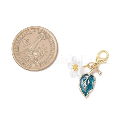 Подвесные украшения из эмалевого сплава в виде листьев HJEW-JM04349