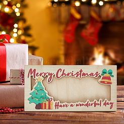 Держатель для денег в виде прямоугольника из дерева на рождественскую тематику&nbsp;AJEW-WH20006-282B