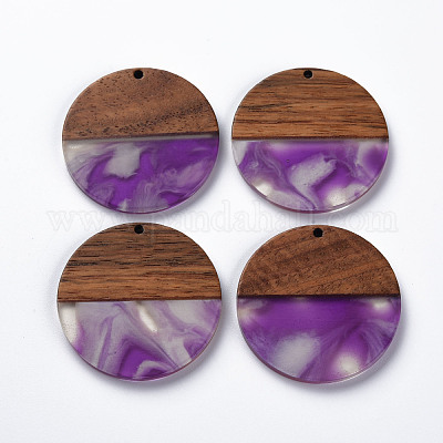 Подвески из прозрачной смолы и ореха RESI-T035-35-1