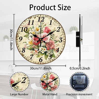 Настенные часы с принтом из мдф HJEW-WH0058-025-1