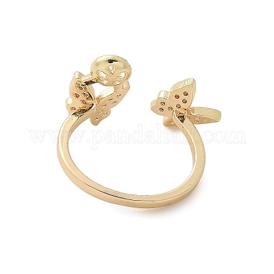 Оправа для кольца-манжеты из латуни с микропаве из кубического циркония в виде бабочки KK-A244-01D-G-1