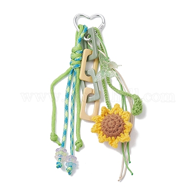 Подвесные украшения в виде цветов из шерстяной пряжи ручной работы HJEW-JM04269-1