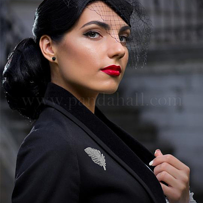 2 шт. 2-цветные зажимы для пряжки шарфа из сплава перьев и страз JEWB-FH0001-53-1