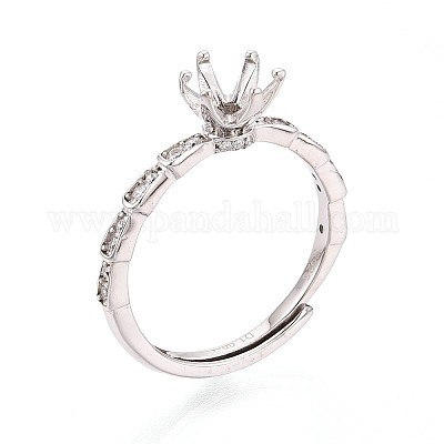 Позолоченное родием 925 стерлинговое серебро с микропаве из кубических цирконий помолвочное кольцо-солитер STER-N016-77P-1