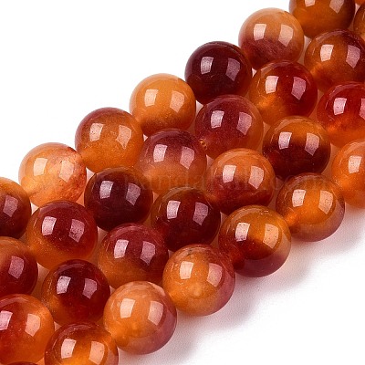 Окрашенные природные белый нефрит бисер пряди G-T138-10mm-210-24-1