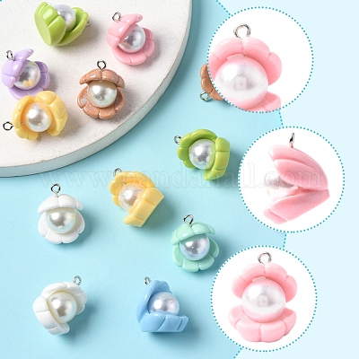 16 шт. 8 цвета непрозрачные подвески из смолы RESI-FS0002-02-1