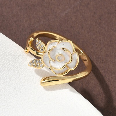 Кольца-манжеты из цветочной латуни с микропаве из кубического циркония RJEW-A069-02B-01G-1