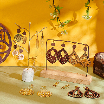 9 пара сережек-клипс из латуни EJEW-UN00027-1