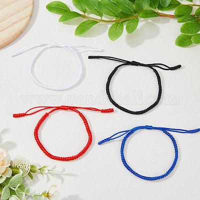 4шт. набор браслетов из нейлонового плетеного шнура двух цветов с регулируемой длиной BJEW-FI0001-76-1