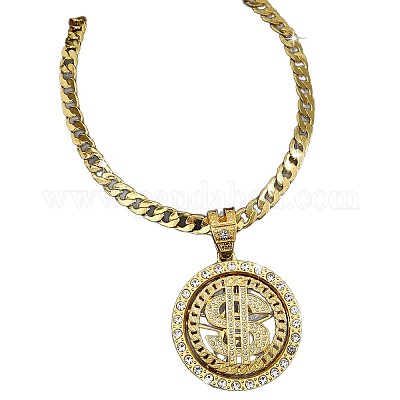 Ожерелья с кубинской цепочкой в стиле хип-хоп из цинкового сплава с кристаллами и стразами FS-WG425B8-01-1